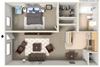 One bedroom floor plan image at River Oaks Apartments in Tucson AZ